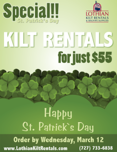 Lothian Kilt Rentals St Patricks Day Kilt Sale